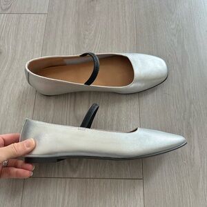 Madewell Greta Metallic Silver Leathet Ballet Flat US Womens 6